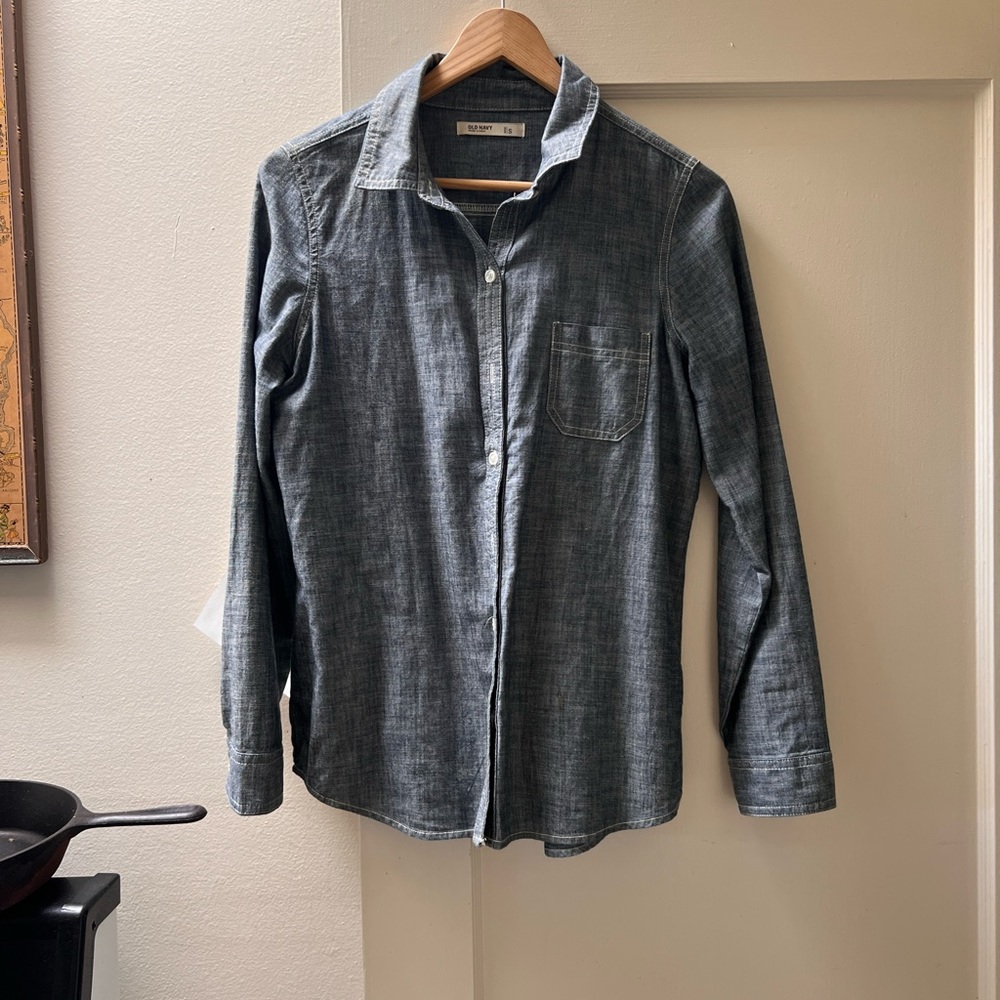 Blue chambray button-down
